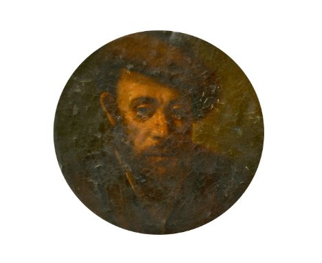 19th Century School, a miniature portrait of a gentleman with a beard, oil, 3.25 diameter.