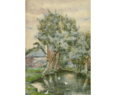 J. M. Macintosh (1847-1913) British, 'River at Hungerford', a scene of ducks on a river, watercolour, signed and dated 1881, 