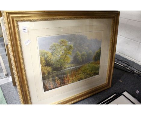 Rural river landscape colour print and two similar