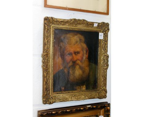 Study of a bearded man smoking a pipe oil on canvas