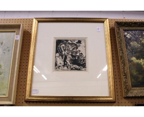 Frank Brangwyn A black and white print of beggars
