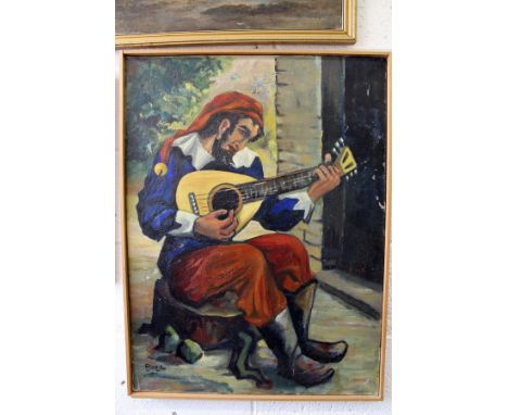 A Minstral with a lute oil on canvas