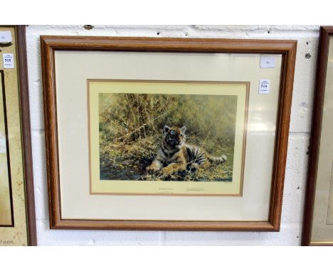 DAVID SHEPHERD "TEENAGE TIGER". Colour Print. Signed in Pencil, No. 320/1500. Image 8ins x 11.5ins.