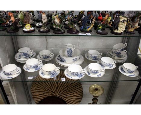 Royal Worcester part tea service decorated with blue floral sprays