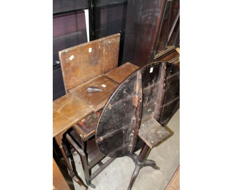 An oak tripod table etc