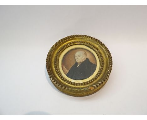 A 19th Century portrait on ivory of bald gentleman 