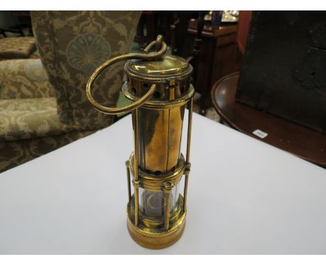 A John Mills &amp; Sons Moesler-type bonneted clanny lamp, stamped "J. Mills &amp; Sons"