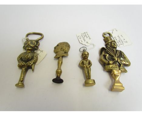 Four vintage brass pipe tampers 
