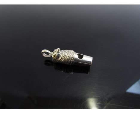 A silver whistle of pheasant form, marked sterling, 11.8g