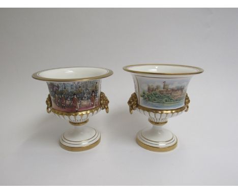 A pair of Spode limited edition 21/100 golden jubilee urns 15cm tall 