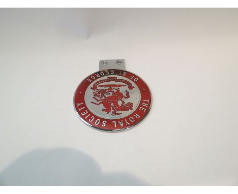 A mid 20th Century "Royal Society of St George" car badge, chrome with red enamel a/f 