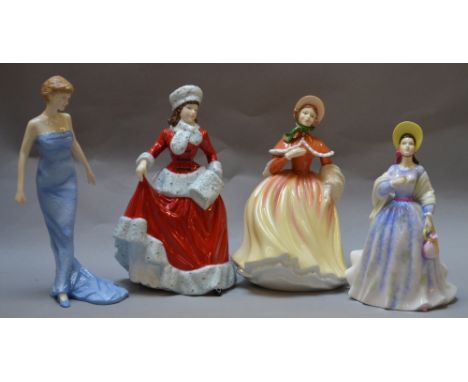 7 Royal Doulton figures (mostly Pretty Ladies): HN5061; HN5091; HN5323; HN5321; HN5314; HN5322. Together with two Royal Worce