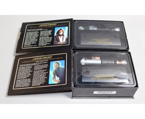 Two Master Replicas Star Wars .45 Scaled Replica Lightsabers: SW-300 Episode VI Return of the Jedi Luke Skywalker; SW-303 200