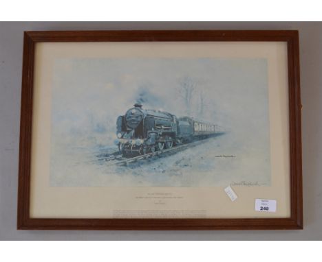 David Shepherd hand signed print of schools class "Stowe" at the East Somerset railway. Glass & back loose.