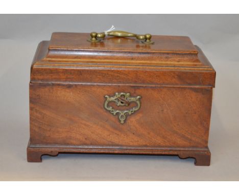 George III walnut tea caddy, missing liners but with original lock and key.
