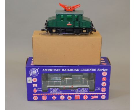 O Gauge. 2 x boxed locomotives. ETS 0-4-0 pantograph electric loco 3-rail tinplate body & RMT 0-4-0 diesel shunter 3-rail pla