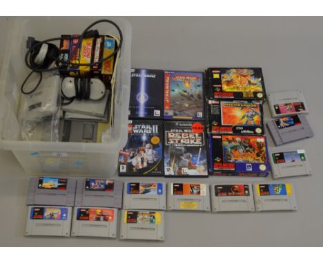 SNES console together with games.