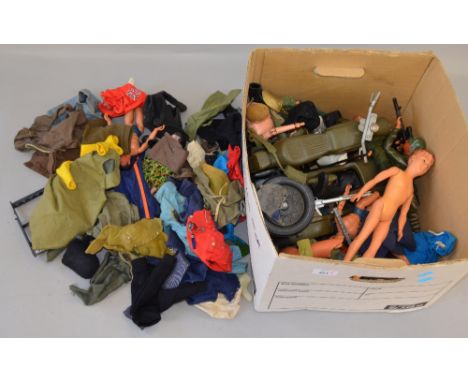 Quantity of Action Man accessories with other related examples and dolls.
