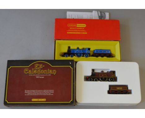 OO Gauge. Hornby 2 x 4-2-2 Caledonian locomotives. R. 763 LMS No. 14010 & R. 553 Caledonian No.123. Overall G