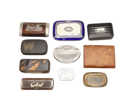 to include two horn examples, a tortoiseshell box, a papier-mÃ¢chÃ©  box, a pewter box, a continental silver &amp; enamel box