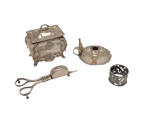 bombÃ© form, with embossed &amp; chased decoration, a loop handle and gilt interior, by George Nathan &amp; Ridley Hayes, Che
