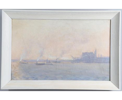 Signed and dated 1899, oil on canvas 37 x 60cm.  *CR  Craquelure throughout, some starting to lift; evident vertical stretche