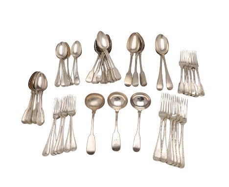 comprising of 6 table forks, 2 tablespoons, 6 dessert spoons and 6 dessert forks (Old English Bead pattern), 6 dessert forks 