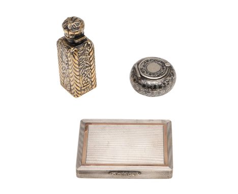 of square section, with embossed foliate decoration, a wrythen-fluted cover and the shield-shaped cartouche initialled "M", b