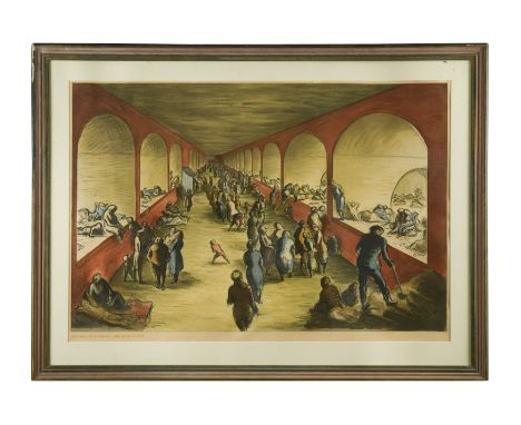 § Edward Ardizzone CBE, RA (1909-1979)Shelter Scene lithograph 68 x 100cm