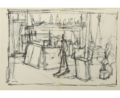 § Alberto Giacometti (Swiss 1901-1966)Studio Scene signed 'Alberto Giacometti' to the plate (lower right) lithograph, publish