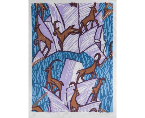 § Alfred Clive Gardiner (British 1891-1960)Alpine Ibex, signed 'Clive Gardiner' (lower centre); numbered 3/50, woodblock, unf