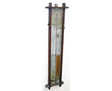 A 19thC Admiral Fitzroy barometer in oak case, 103cm high. (AF)