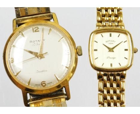 Two Rotary wristwatches, his and hers, to include The Rotary Prestige ladies wristwatch and a Rotary Incabloc wristwatch, on 