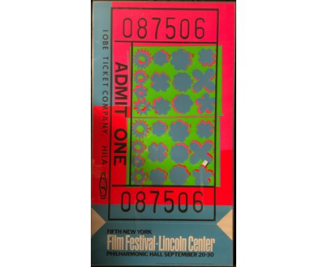 Andy Warhol 'Ticket Stub' exhibition poster for the Fifth New York Film Festival, Lincoln Centre, offset lithograph on paper,