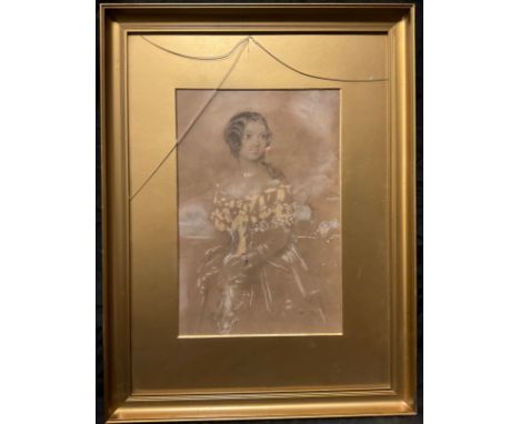 English school, Portrait of a Victorian Society Lady, chalk and charcoal on paper, 41cm x 27.5cm. 