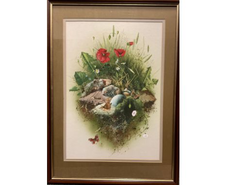 Robert Coppillie (bn. 1951), Little Wren Hunting, signed, watercolour and gouache, 72cm x 50cm (98.5cm x 71.5cm frame size). 