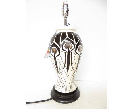 Moorcroft Peacock parade lamp base, by Nicola slaney  Height 40 cm with tags 