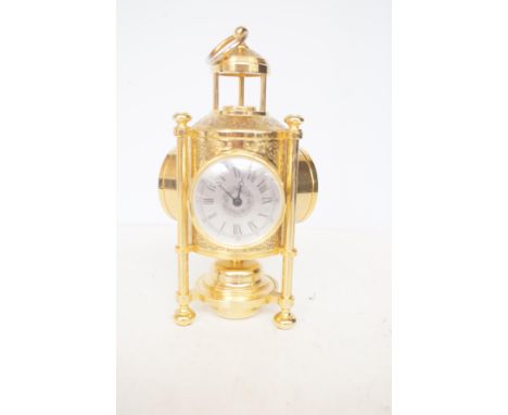 Brass clock, barometer, thermometer &amp; compass 