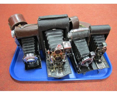 A Voigtlander Bessa 1 120 Roll Film Folding Camera, together with two Eastman Kodak examples including #2 autographic folding