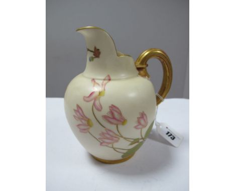 Royal Worcester Porcelain Ewer, shape 1094 green backstamp, and patent metallic 15.5cms high. 