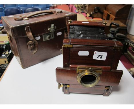 A Late XIX Century Folding Camera, marked James Cole patent No. 5374 March 14th 1894, flexible rising and falling front #53. 