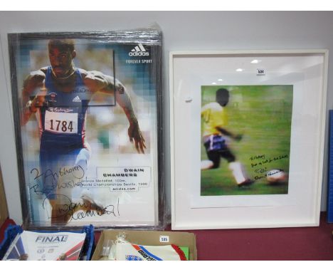 Pele Autograph, with personal mention to Anthony, black pen signed on a print of him in action, Dwain Chambers item similar. 