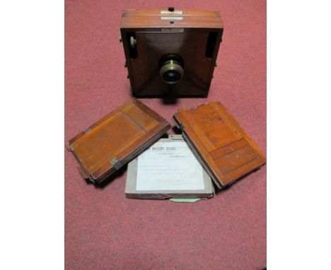 J. Lancaster & Son, Birmingham, The 1898 Instantograph Patent, mahogany and brass Bellows camera, for L & H Whetter, Arcade, 