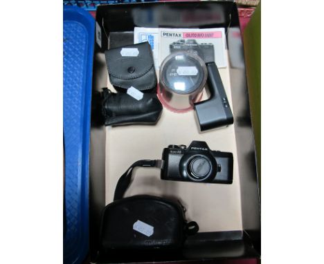 Cased Pentax Auto 110 Camera 1:2.8 24mm lens (Asahi), together with 1:2.8 18mm lens (Asahi), 1:2.8 70mm (Asahi), Soligor 1.7x