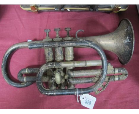 Besson & Co 'Class A' Silver Plated Brass Cornet, 33.5cms long.