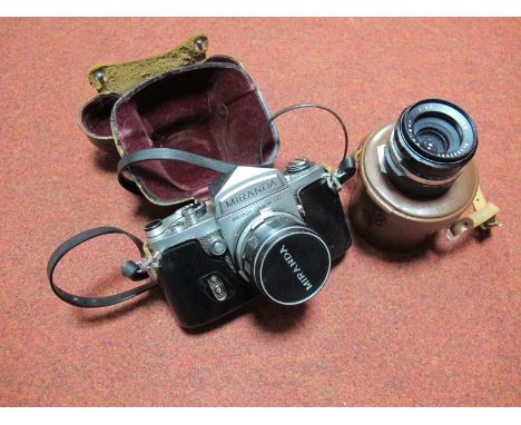 Cased Miranda F 35mm SLR Camera, S/N 703239 50mm FI.9 lens Auto Miranda S/N 4533955; together with cased Solingor 35mm F3.5 l