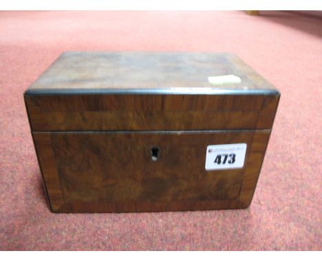A Mid XIX Century Walnut Tea Caddy, with crossbanded top with inner lidded components. 