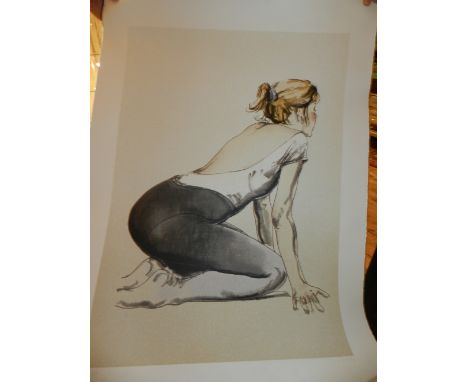 Donald Fraser Hamilton (English, 1929-2009) 'Dancer in Black Tights', coloured lithograph, signed Fraser numbered 25/150, H.6