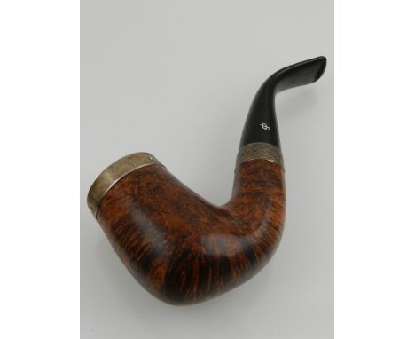 Peterson of Dublin. A Y2008 Limited Edition burr walnut and ebonised pipe, having silver mount, no. 600/1000, with original b