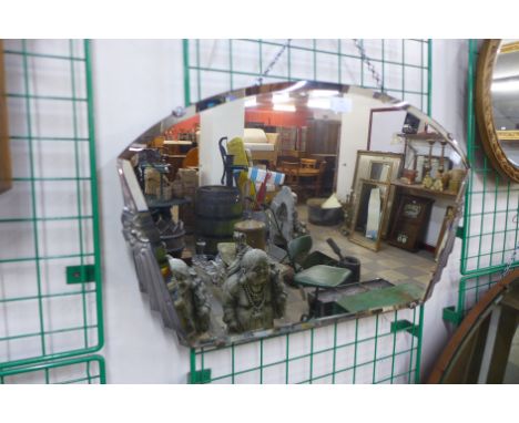 An Art Deco chrome framed mirror 